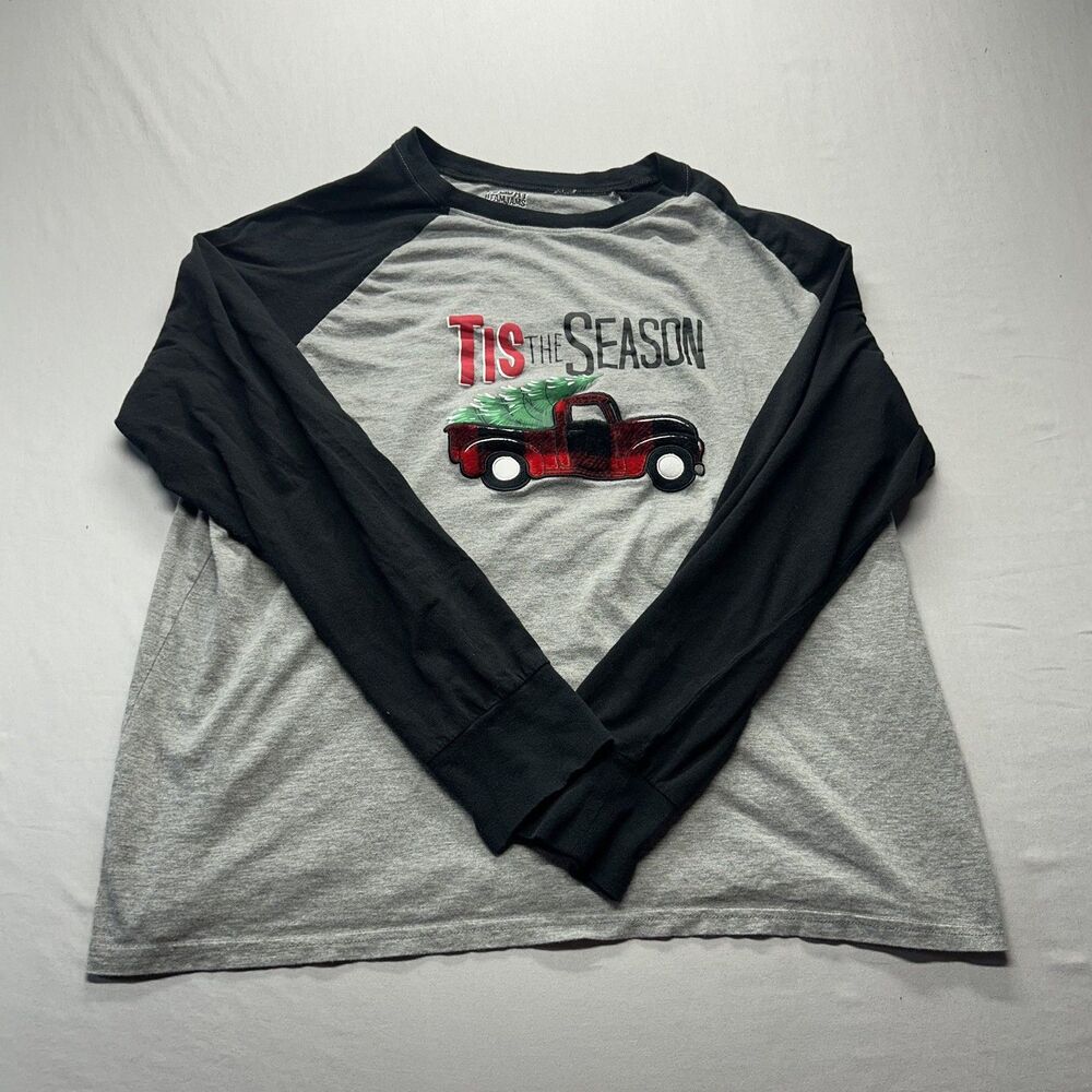 Holiday #Famjams Pajama Shirt Men's XL Gray Tis The Season Car Graphic